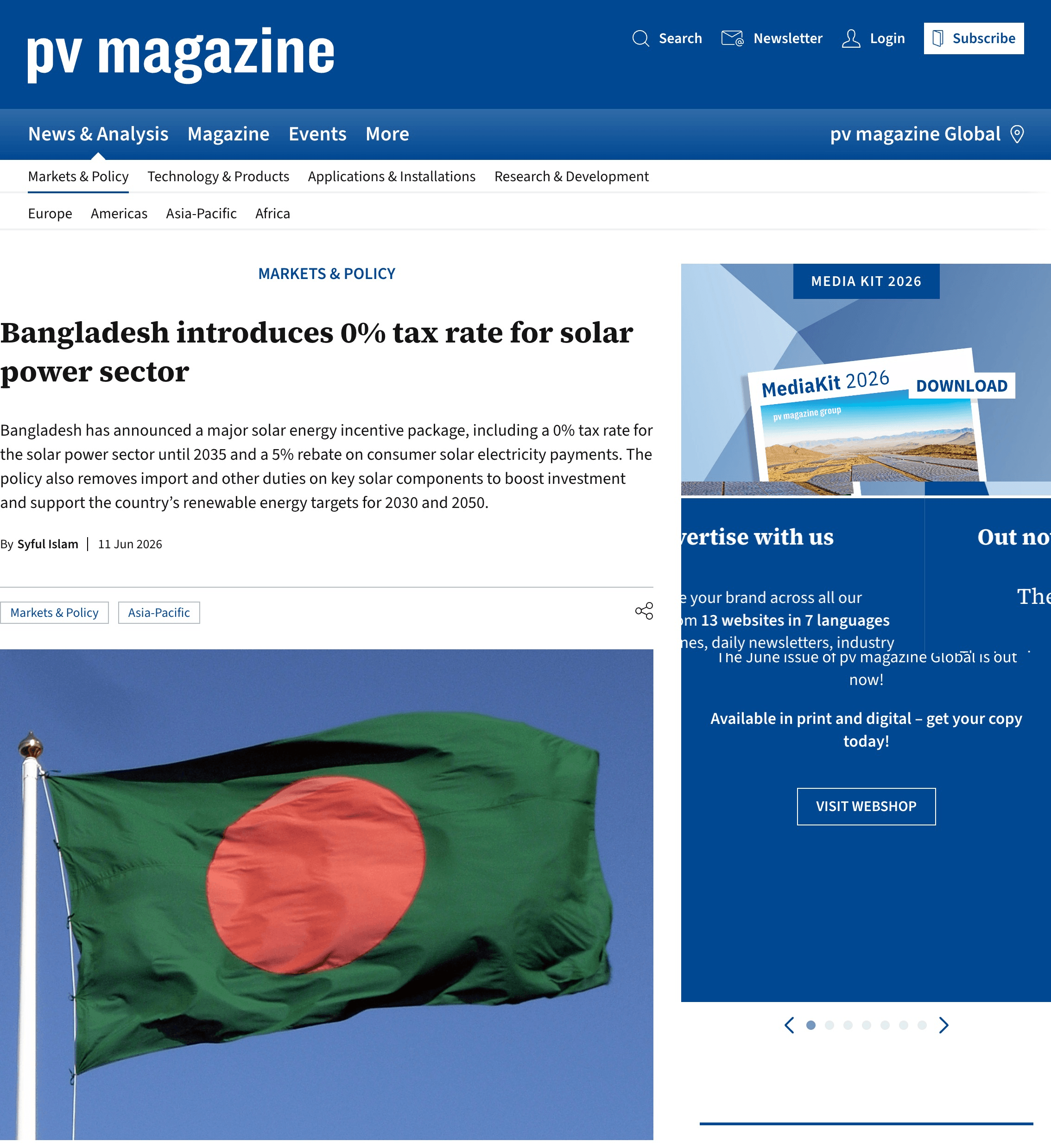 Zero Import Duty on Solar Gear: Bangladesh’s New Policy Opens Massive PV Export Opportunities