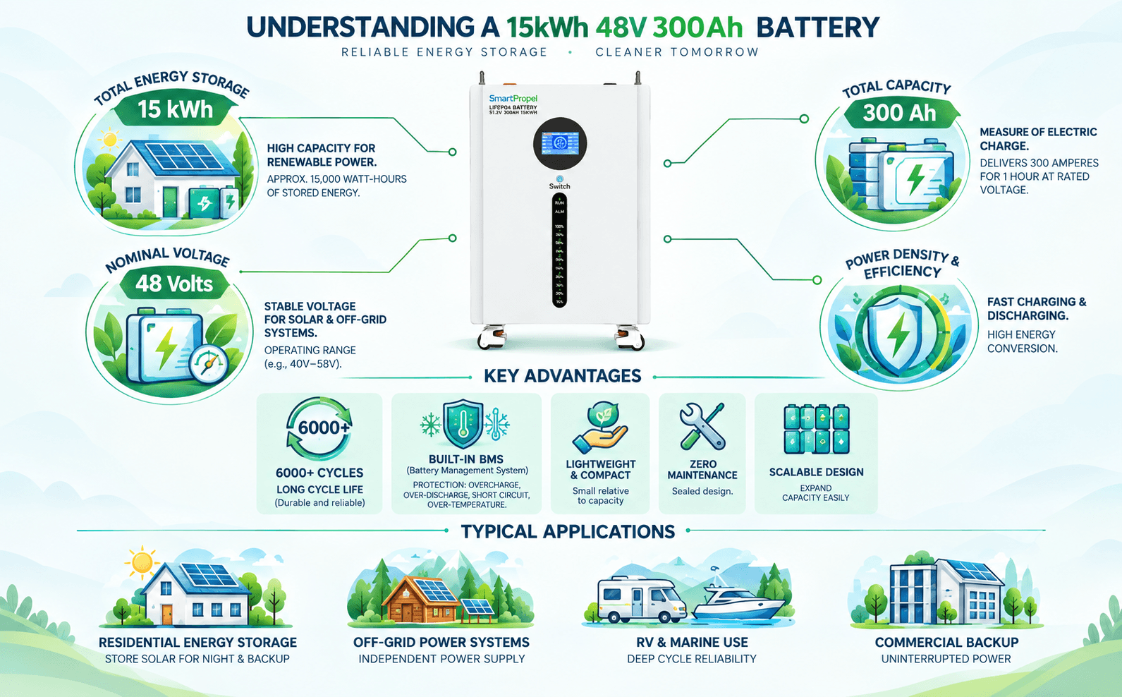 15kWh 48V 300Ah Battery: Understanding the Real Capacity (Ah vs Wh)